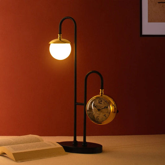 Minimalist Retro Dual Desk Clock Reading Lamp